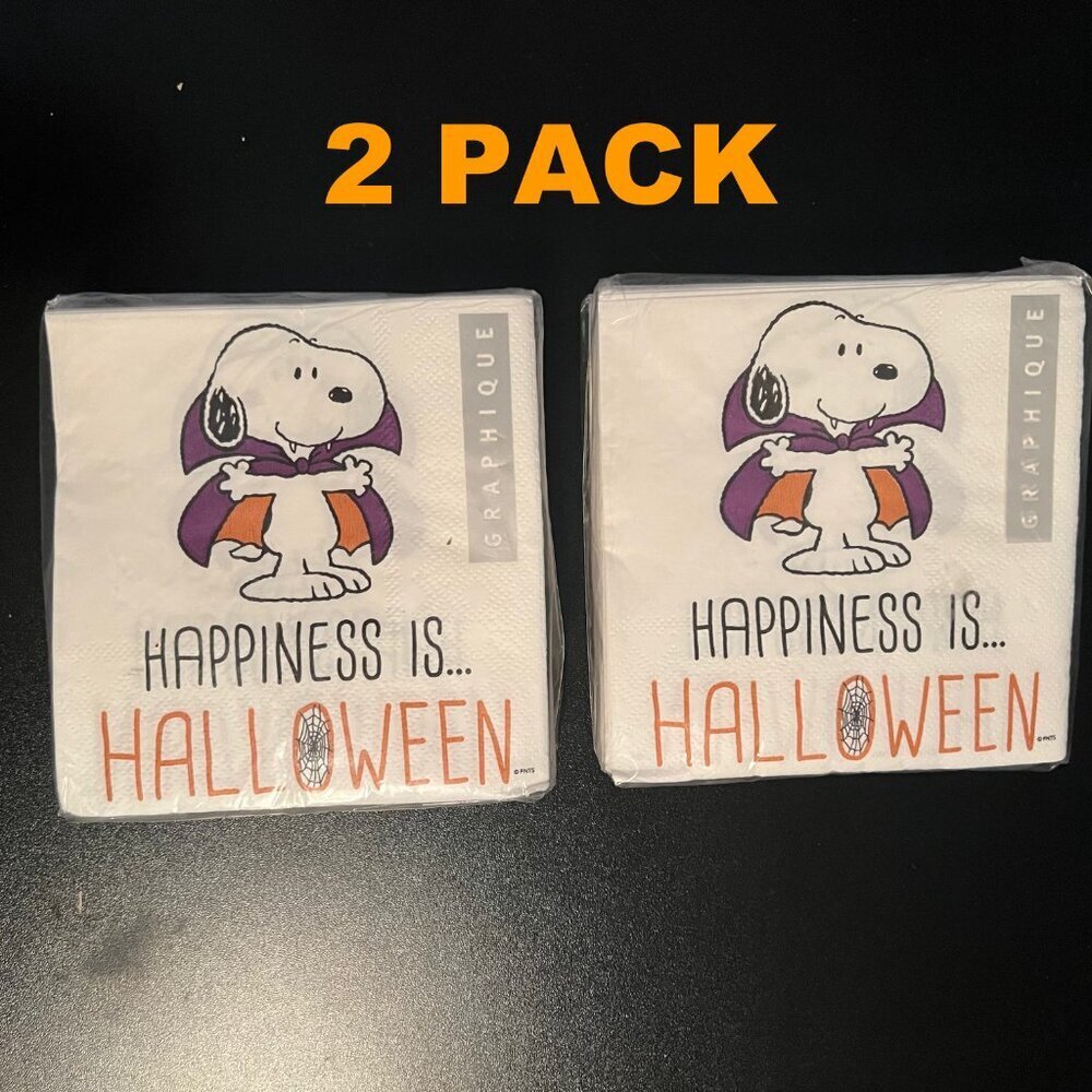 Peanuts Snoopy Vampire Halloween Party Paper Napkins 2 Pack 80 Count Graphique